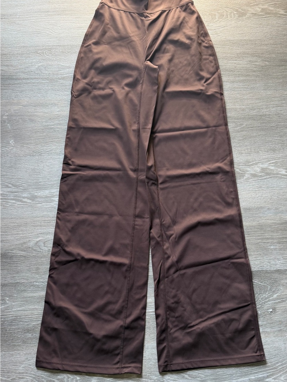 OQQ Wide Leg Brown Stretch Pants-SMALL